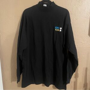 Vintage Y2K New Years hourglass black mock neck 2000 long sleeve shirt